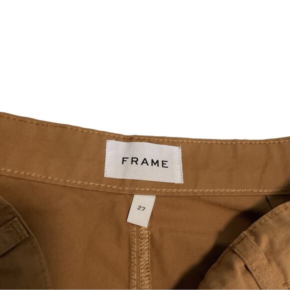 FRAME Pleated Front Wide Leg Chinos Trousers Camel Tan Womens 27 - Picture 4 of 6